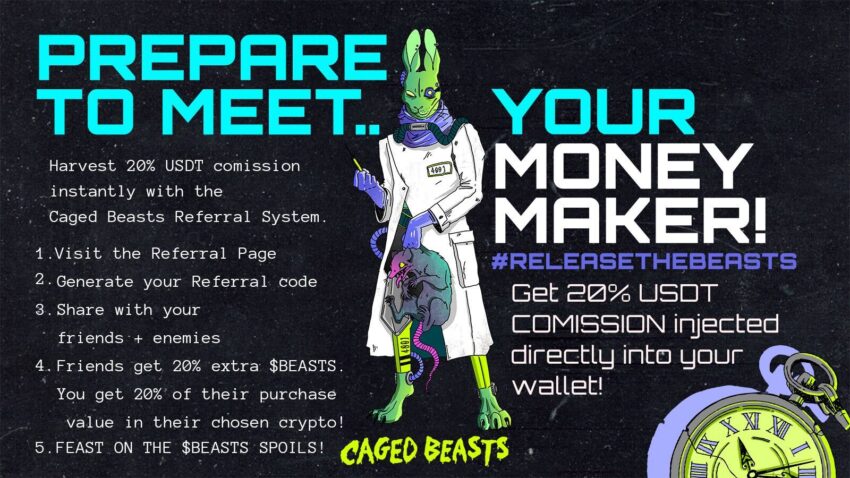 كيف تربح مكافآت 20% على بتكوين وإيثر وتيثر مع مشروع Caged Beasts؟