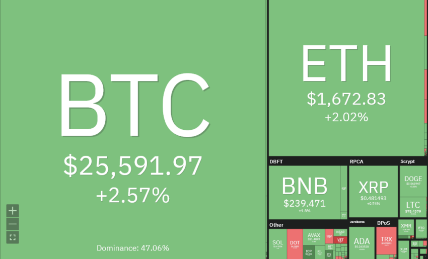 سوق العملات الرقمية باللون الأخضر