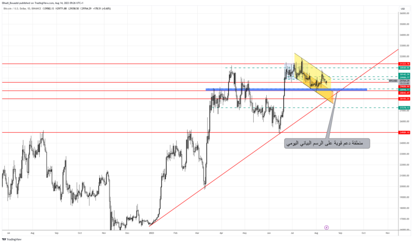 الرسم البياني اليومي لسعر البيتكوين BTC