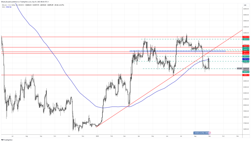 الرسم البيامي اليومي لسعر البيتكوين BTC